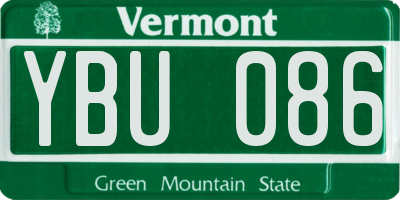 VT license plate YBU086