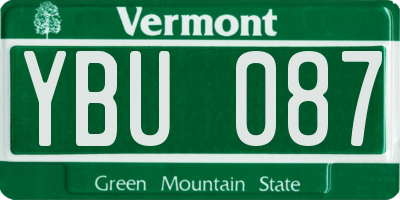 VT license plate YBU087
