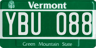 VT license plate YBU088