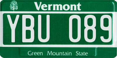 VT license plate YBU089