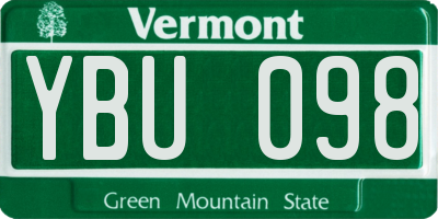 VT license plate YBU098