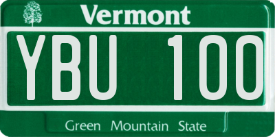 VT license plate YBU100