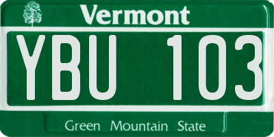 VT license plate YBU103