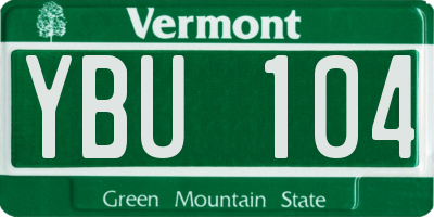 VT license plate YBU104