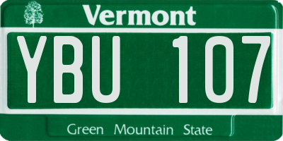 VT license plate YBU107