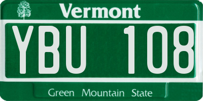 VT license plate YBU108