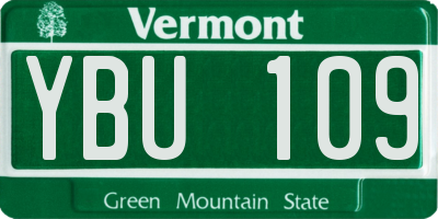 VT license plate YBU109