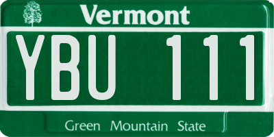 VT license plate YBU111