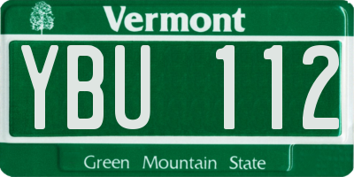 VT license plate YBU112