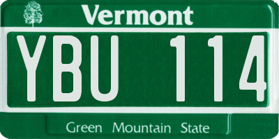 VT license plate YBU114
