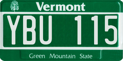 VT license plate YBU115