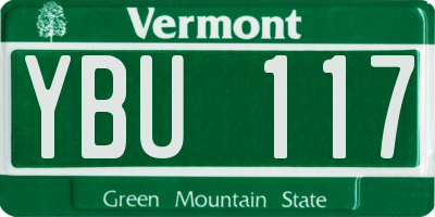 VT license plate YBU117