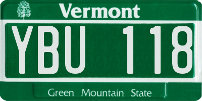 VT license plate YBU118