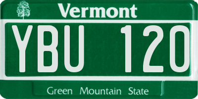 VT license plate YBU120