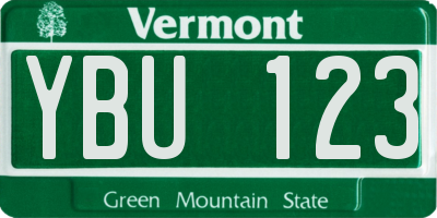 VT license plate YBU123