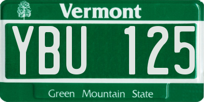 VT license plate YBU125