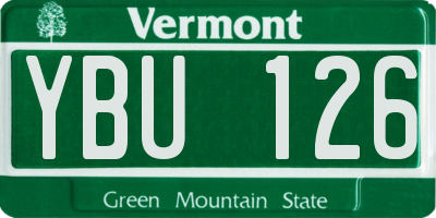 VT license plate YBU126
