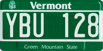 VT license plate YBU128