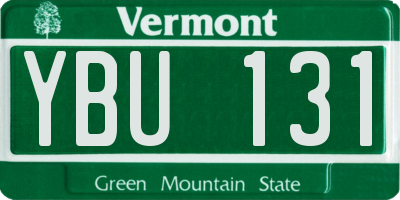 VT license plate YBU131