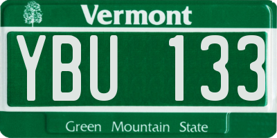 VT license plate YBU133
