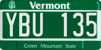 VT license plate YBU135