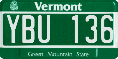 VT license plate YBU136