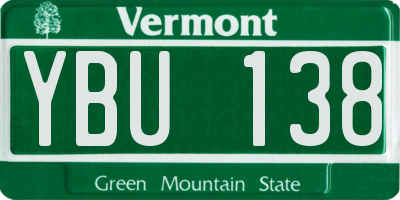 VT license plate YBU138