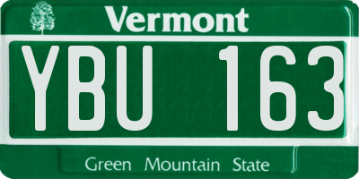 VT license plate YBU163
