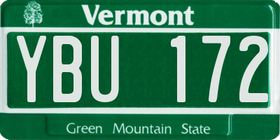 VT license plate YBU172