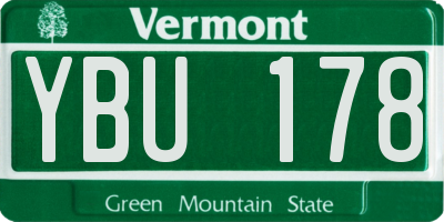 VT license plate YBU178