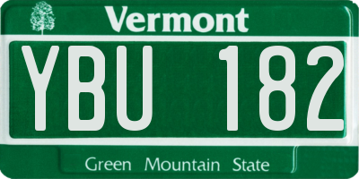 VT license plate YBU182