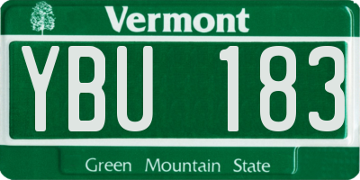 VT license plate YBU183