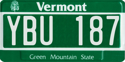 VT license plate YBU187