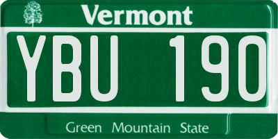 VT license plate YBU190