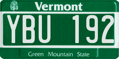 VT license plate YBU192