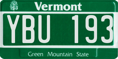 VT license plate YBU193