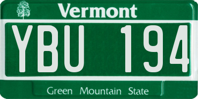 VT license plate YBU194