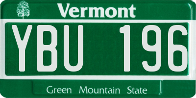VT license plate YBU196