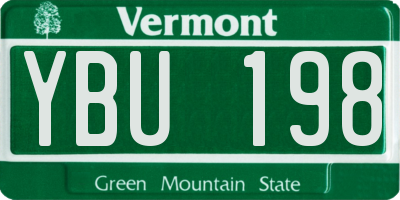 VT license plate YBU198