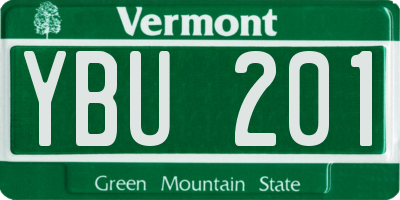 VT license plate YBU201