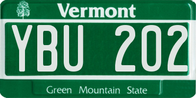 VT license plate YBU202