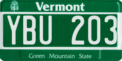 VT license plate YBU203