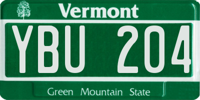 VT license plate YBU204