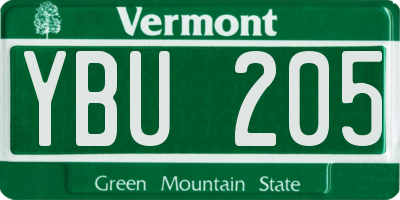 VT license plate YBU205