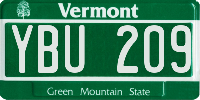 VT license plate YBU209