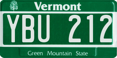 VT license plate YBU212