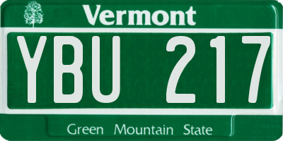 VT license plate YBU217