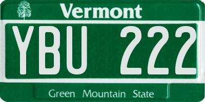 VT license plate YBU222