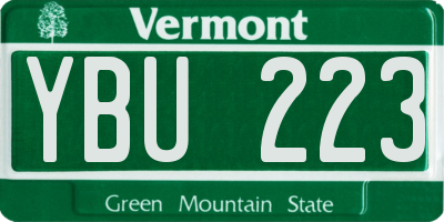 VT license plate YBU223