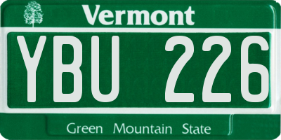 VT license plate YBU226